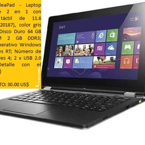 Lenovo IdeaPad - Laptop convertible 2 en 1 copantalla t&aacute;ctil de 11.6 p
