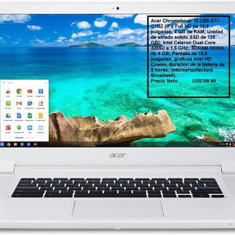 Acer Chromebook 15 CB5-571-C1DZ (IPS Full
HD de 15,6 pulgadas, 4 GB de